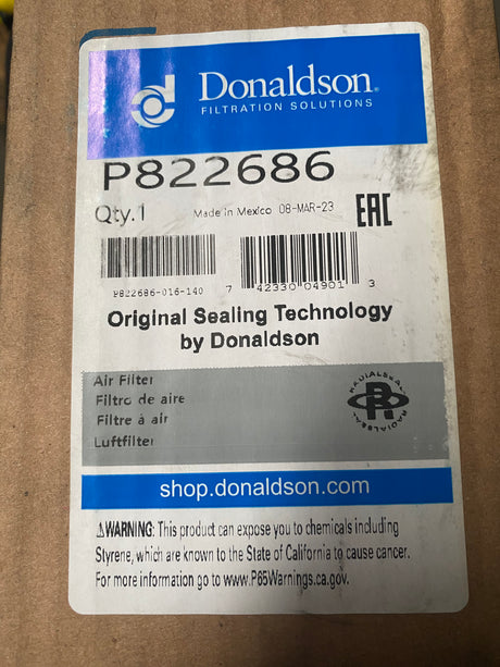 Donaldson, P822686, Air Filter, RadialSeal - FreemanLiquidators - [product_description]