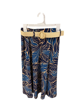 MODERN ATTRACTION WOMENS Blue and tan skirt with blue print -  - Freeman Liquidators - [product_description]