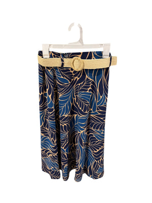 MODERN ATTRACTION WOMENS Blue and tan skirt with blue print -  - Freeman Liquidators - [product_description]