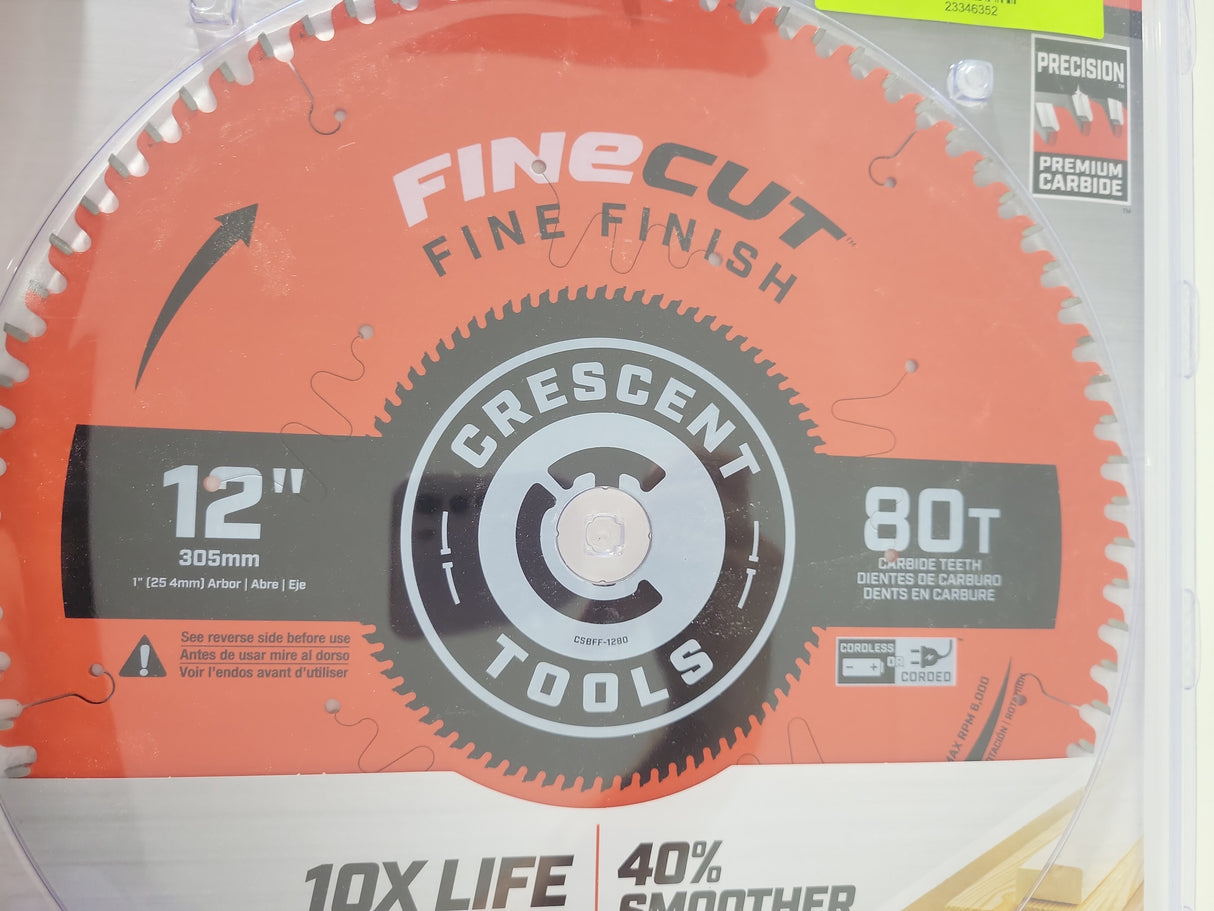 Crescent, 12-in, 80-Tooth, Premium Carbide, Circular Saw, Blade, CSBFF - 1280 - FreemanLiquidators - [product_description]