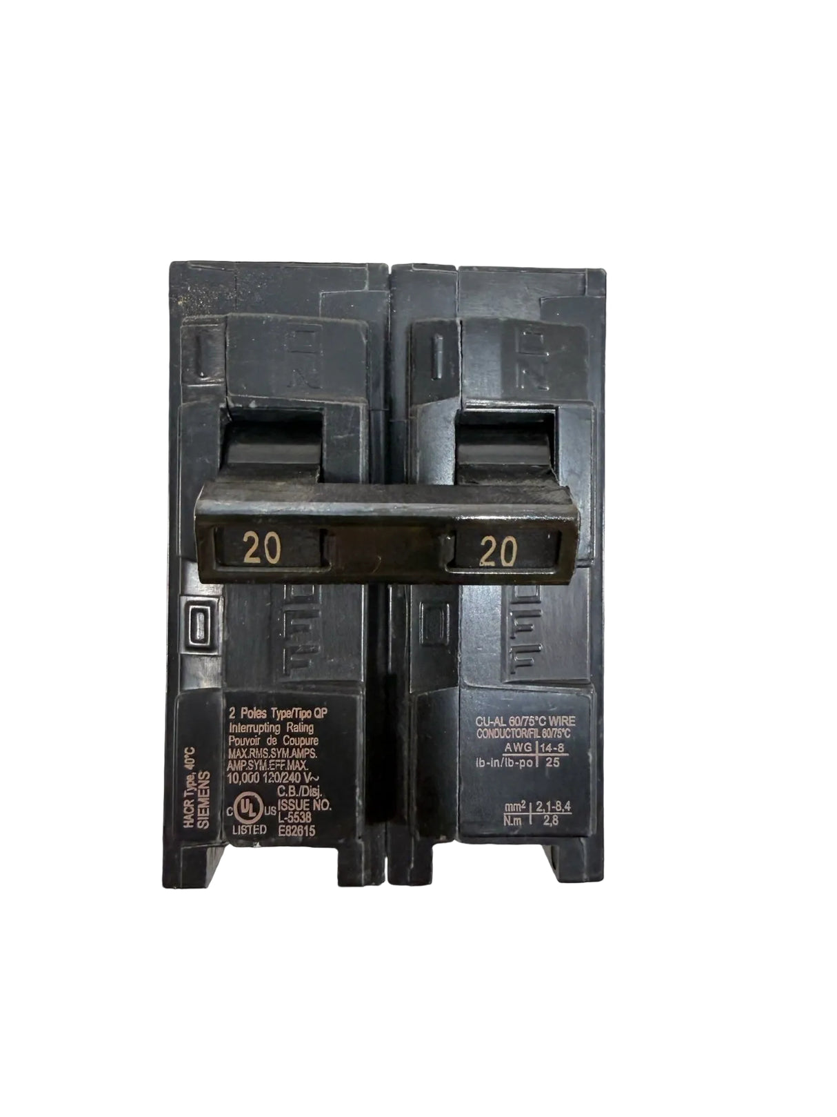Siemens Q220 — 20A 2‑Pole Plug‑In Circuit Breaker, 120/240V, 10 kA - Image 2