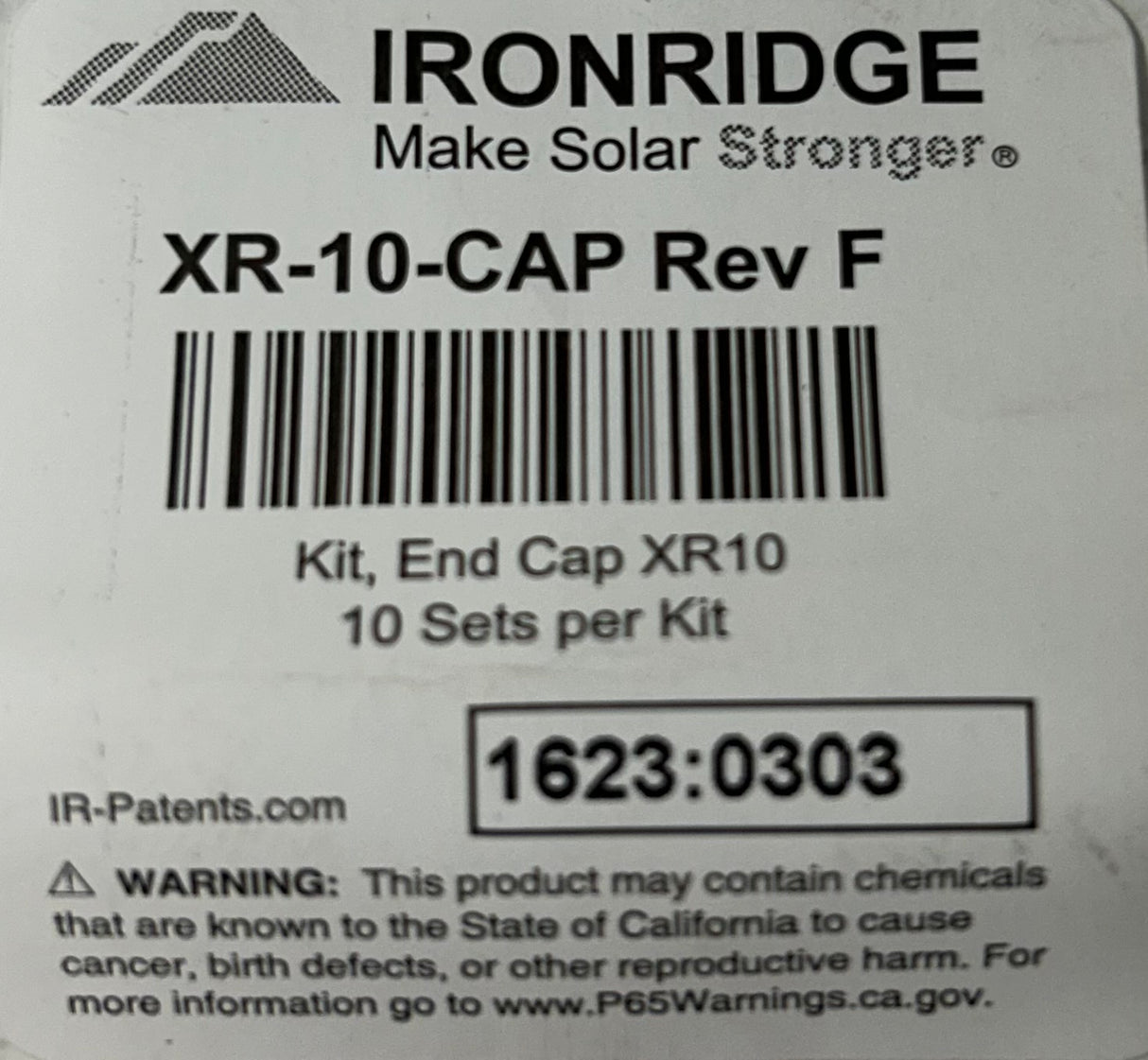 IronRidge, XR‑10‑CAP, End Caps for XR10 Rails, Rev F (Set of 10 Pairs) - Image 1