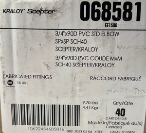 IPEX USA E06075 — 0.75" PVC 90° Sweep Conduit Bend - Image 1