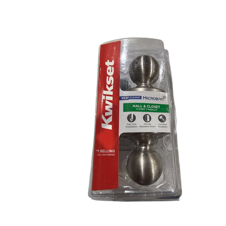 Kwikset Polo Satin Nickel Steel Passage Door Knob 3 Right or Left Handed - Image 1