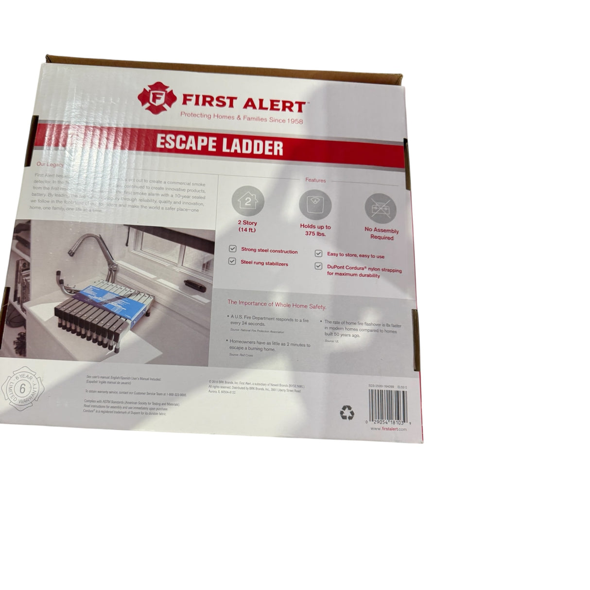 First Alert EL52-2 Two-story Fire Escape Ladder  Steel  Anti-slip - Image 2