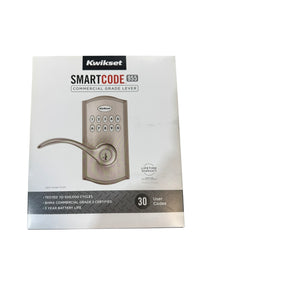 Kwikset SmartCode 955 Keypad Electronic Lever Door Lock Deadbolt Alternative with Pembroke Door Handle Lever Featuring SmartKey Security in Satin Nickel - Image 1