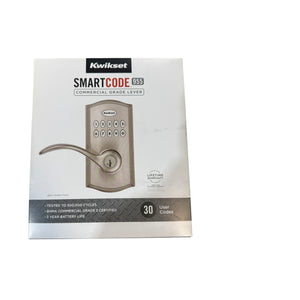 Kwikset SmartCode 955 Keypad Electronic Lever Door Lock Deadbolt Alternative with Pembroke Door Handle Lever Featuring SmartKey Security in Satin Nickel - Image 1