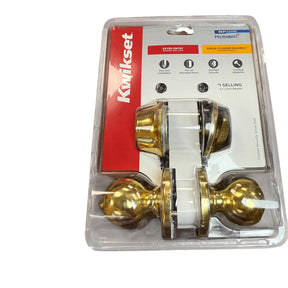 Kwikset 690 Polo Entry Knob and Single Cylinder Deadbolt Combo Pack in Polished Brass - Image 1