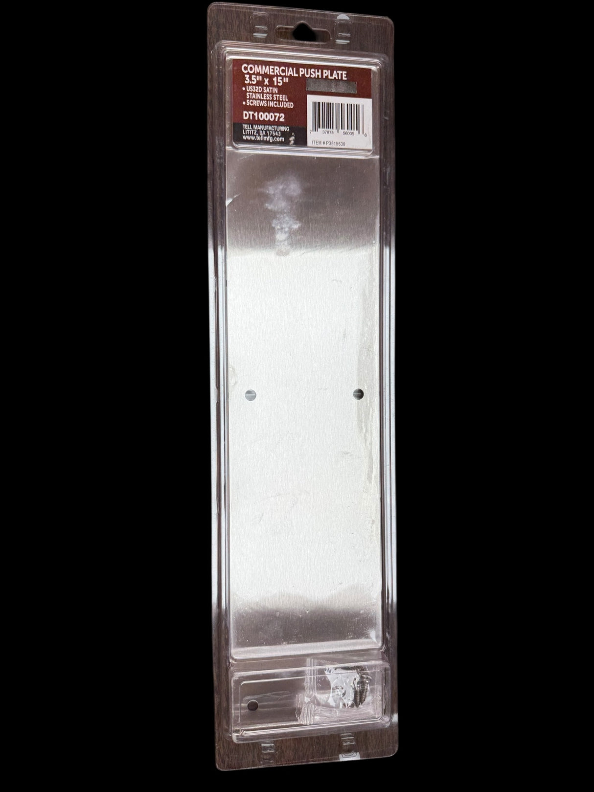 Tell Manufacturing Tell 3-1/2 x 15 Inch Door Push Plate Stainless DT100072 - Image 1