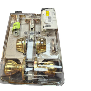 Kwikset Tylo Polished Brass Entry Lock and Double Cylinder Deadbolt ANSI/BHMA Grade 3 1-3/4 - Image 2