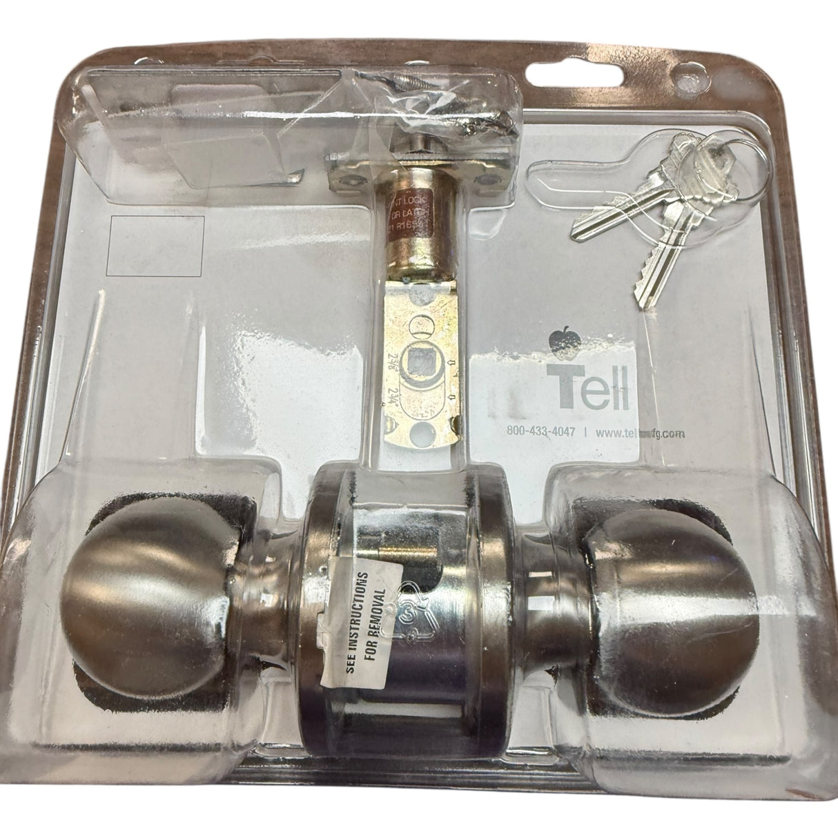 Tell Manufacturing Tell Satin Stainless Steel Storeroom Door Knob Lockset CL101704 - Image 2
