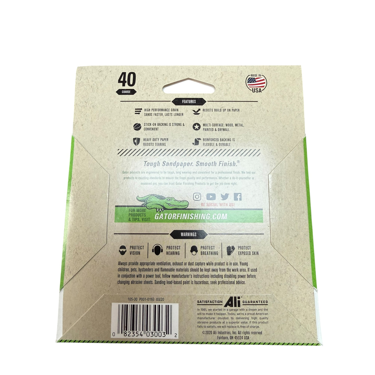Gator 3003 Sanding Disc  5 in Dia  40 Grit  Extra Coarse  Aluminum Oxide Abrasive  Paper Backing - Image 2