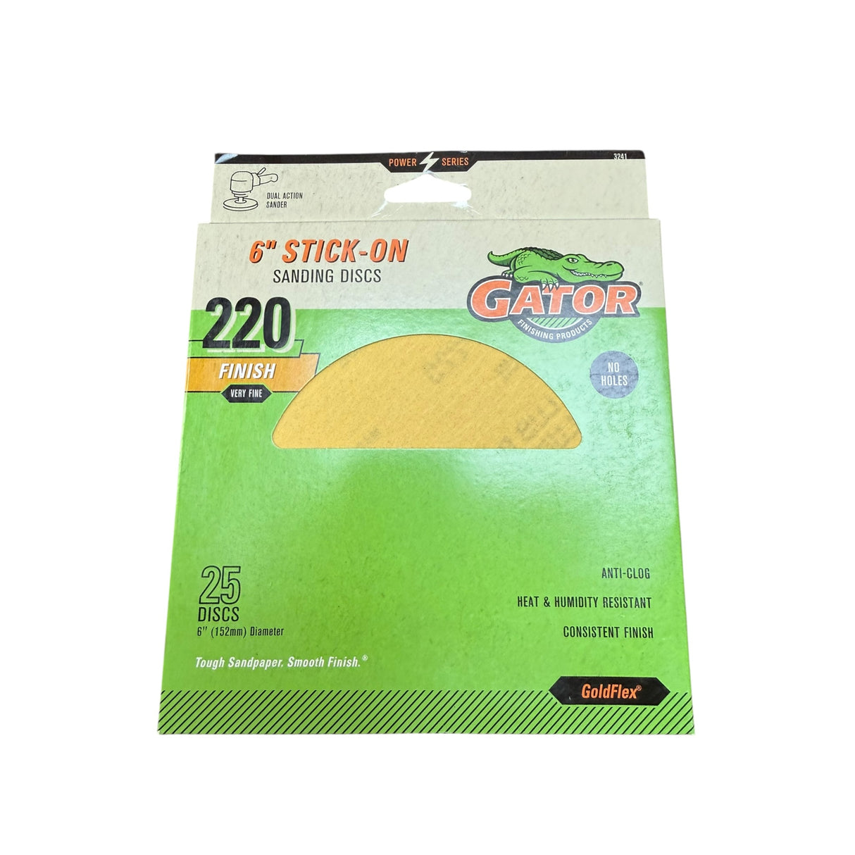 Ali Industries Gator Red Resin 3241 Stick-On Sanding Disc  6 in  220 Grit - Image 1