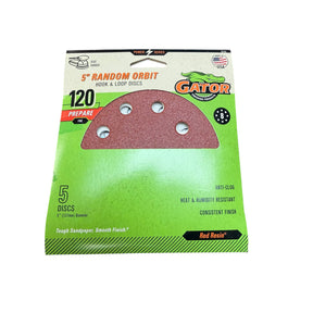 Gator Finishing Gator 5-Inch 8-Hole Red Resin Hook and Loop Sanding Disc  120-Grit  5-Pack - Image 1