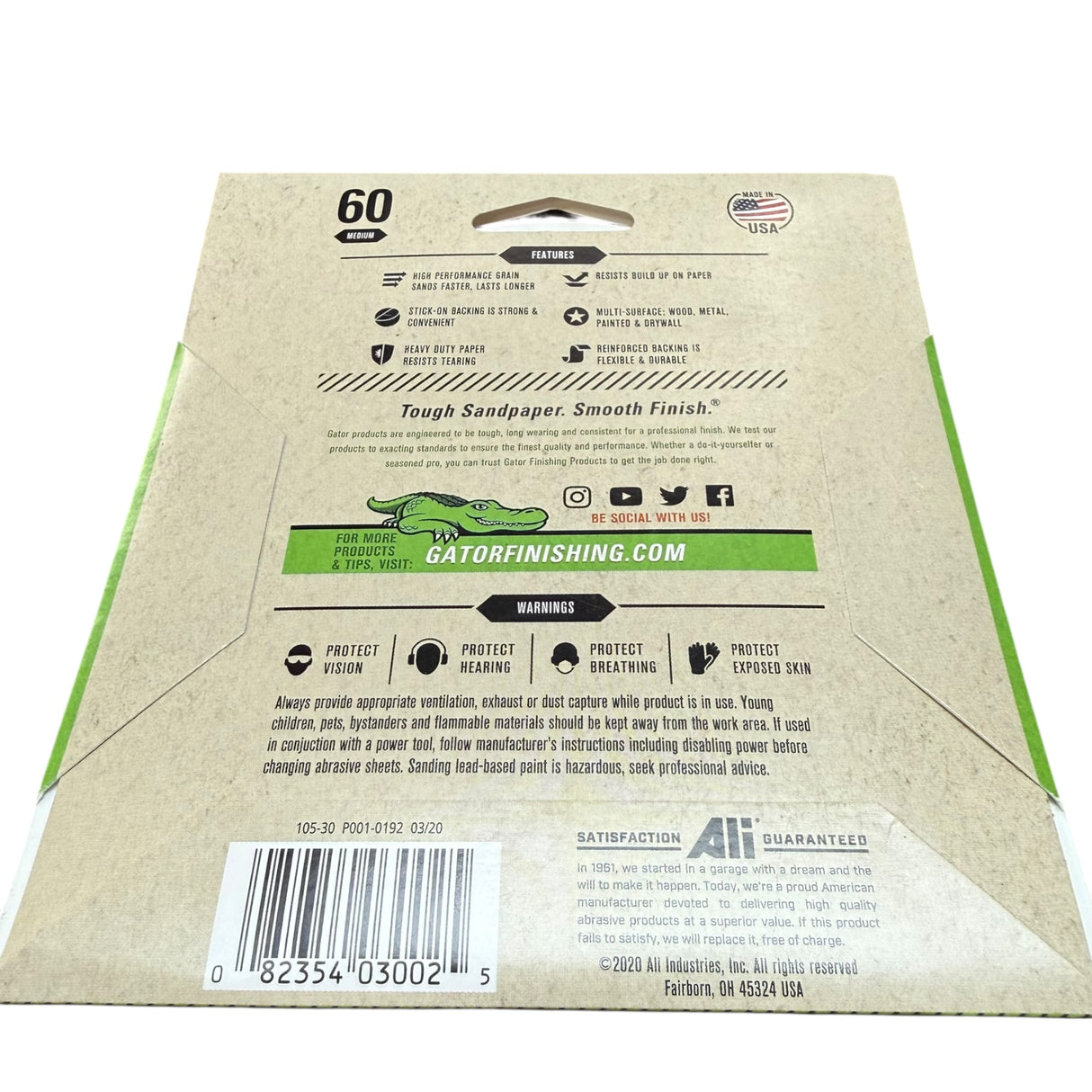 Ali Industries Gator 3002 Aluminum Oxide Sanding Discs 5   60 Grit. 4/Pk - Image 2