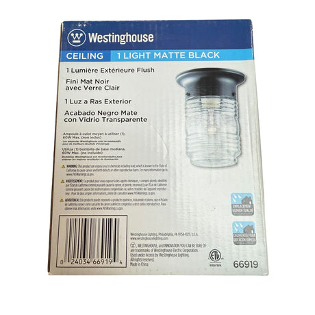 Westinghouse Lighting 6691900 One-Light Jelly Jar Porch-Light, Matte Black - Image 2