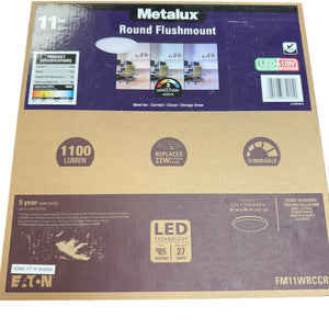 Metalux HALO FM 11 Inch White Round Integrated LED Flush Mount Light with Selectable Color Temperature (3000K-5000K) - Image 1