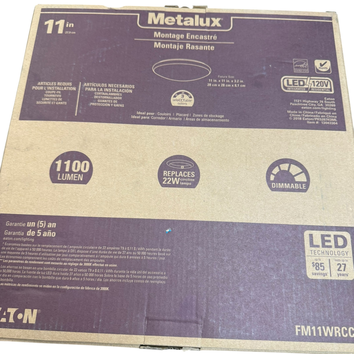 Metalux HALO FM 11 Inch White Round Integrated LED Flush Mount Light with Selectable Color Temperature (3000K-5000K) - Image 2