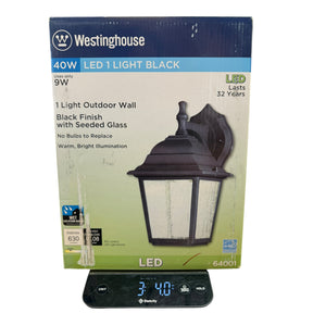 Westinghouse Lighting 64001 LED Wall Lantern, Outdoor, Black Finish, 9-Watt - Quantity 1 - Image 1