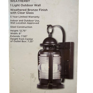 Westinghouse Lighting 62301 Wall Light Fixture, Outdoor, Weathered Bronze & Clear Glass, 60-Watt, 6 x 12.75 - Quantity 6 - Image 2