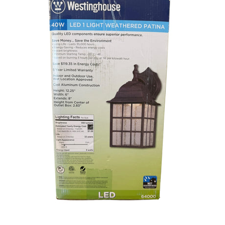 Westinghouse Lighting Corp 9W Pat LED Wall Lantern - Image 2