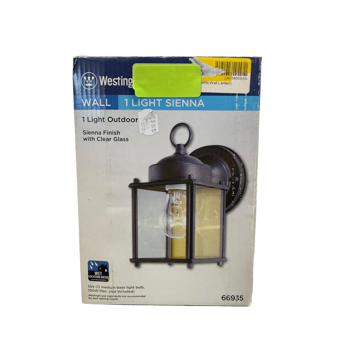 Westinghouse Outdoor Wall Lantern A19 B13 8-1/4 In. Sienna Box Bx - Image 1