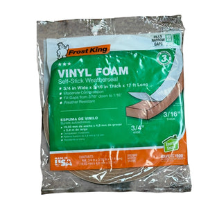 Frost King Thermwell V449BH 17-Ft. Brown Vinyl Foam Weather Strip Tape - Image 1
