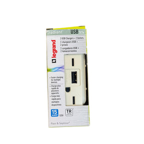 Legrand TM826USBLACC6 Pass & Seymour USB Charger  2-Outlet  Light Almond  15-Amp - Quantity 1 - Image 1