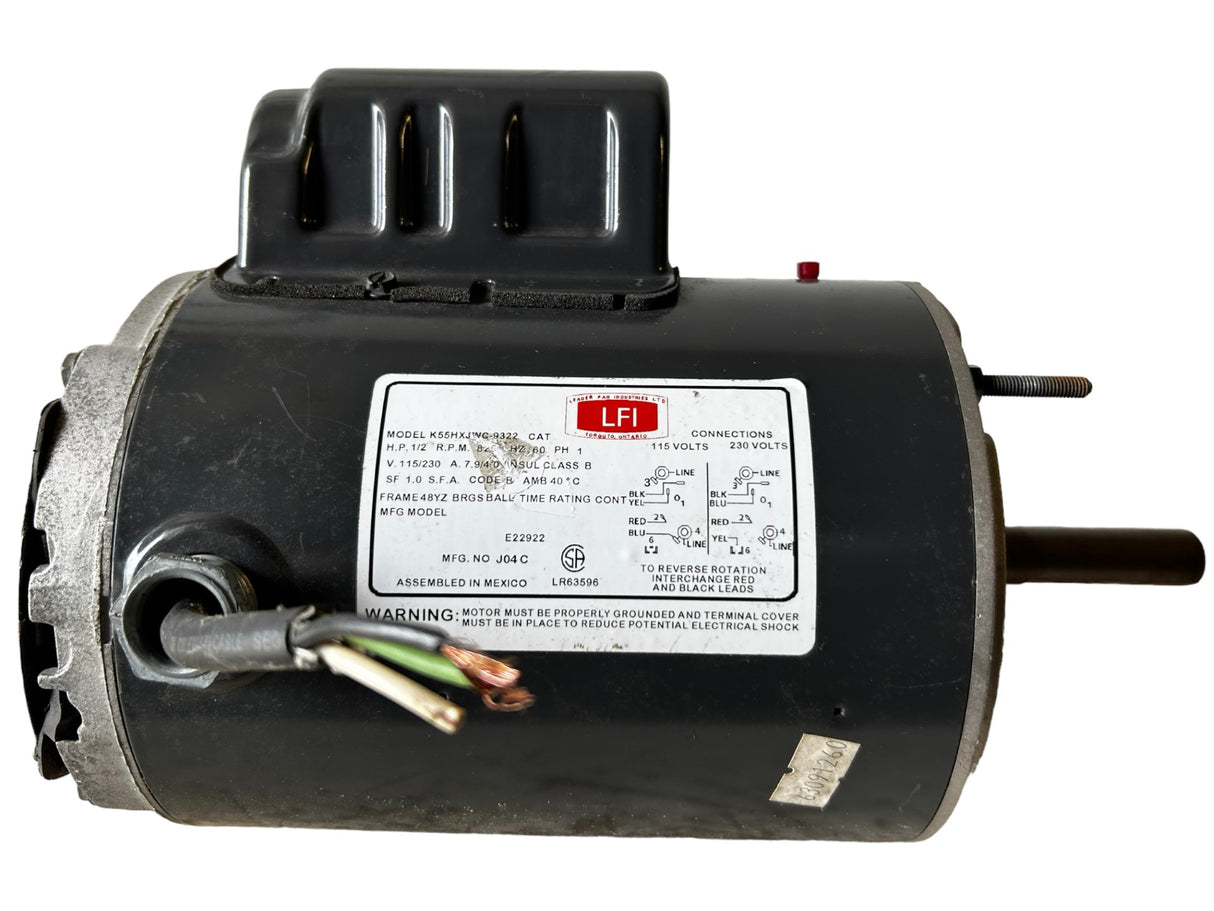 LEADER FAN INDUSTRIES LTD., K55HXJWC-9322, 1/2HP, MOTOR - NEW NO BOX - FreemanLiquidators - [product_description]