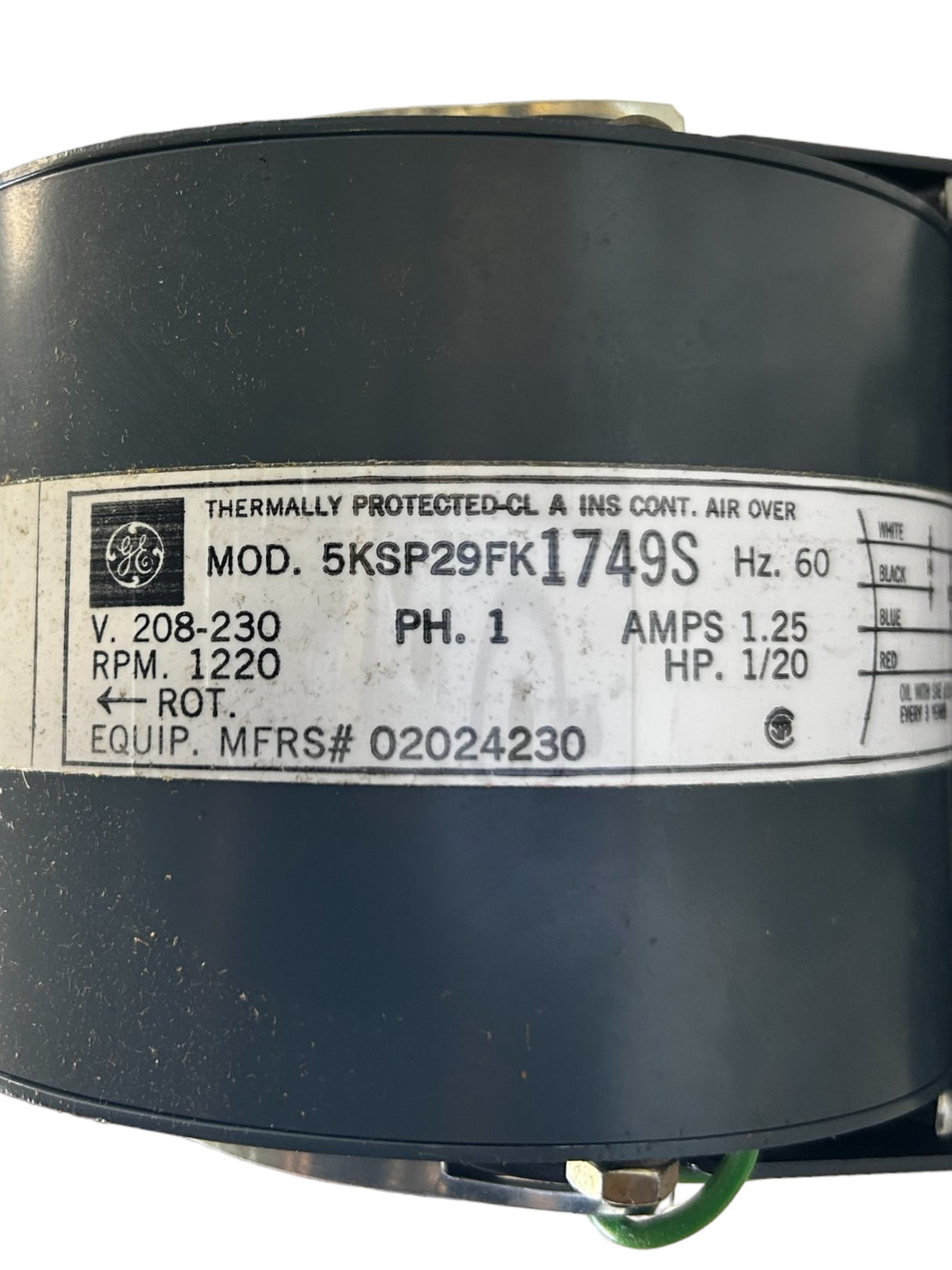 GE MOTORS, KSP29FK1749S, 5KSP29FK, 1/20HP, 208/230V, 1220 RPM - NEW IN BOX - FreemanLiquidators - [product_description]