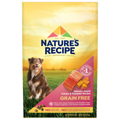 Nature′s Recipe Dry Dog Food, Grain Free Salmon, Sweet Potato & Pumpkin Recipe, 12 lb. Bag STORE PICK UP ONLY - FreemanLiquidators - [product_description]