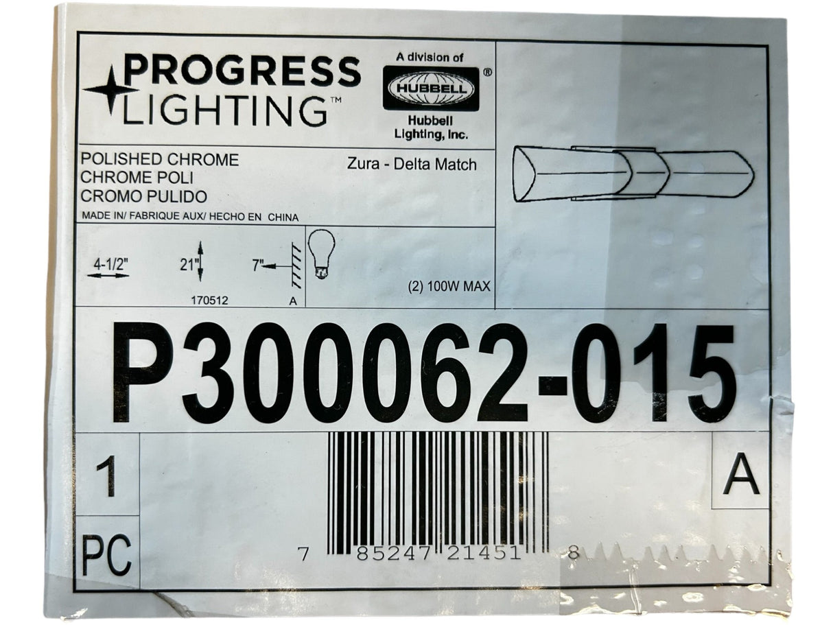 Progress Lighting, P300062-015, Zura 2 Light 5 inch Polished Chrome Bath Vanity Wall Light, Design Series - New in Box - FreemanLiquidators - [product_description]