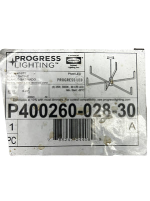 Progress Lighting, P400260-028-30, Pivot LED Collection Six-Light Satin White Modern Style Chandelier with Downlight - New in Box - FreemanLiquidators - [product_description]