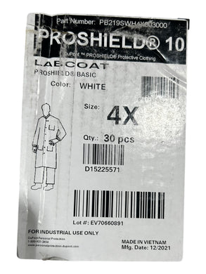 DuPont Proshield 10, Lab coat, Size 4X, 30PK, PB219SWH4X003000 - FreemanLiquidators - [product_description]