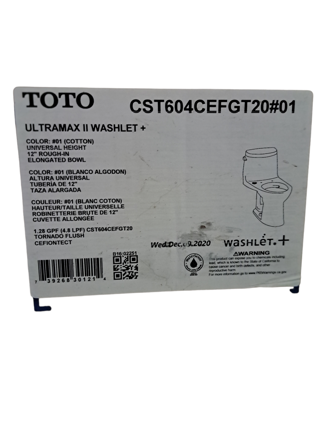 Toto, CST604CEFGT20#01, UltraMax II, Connect, One-Piece Toilet, Less WASHLET - New in Box - FreemanLiquidators - [product_description]