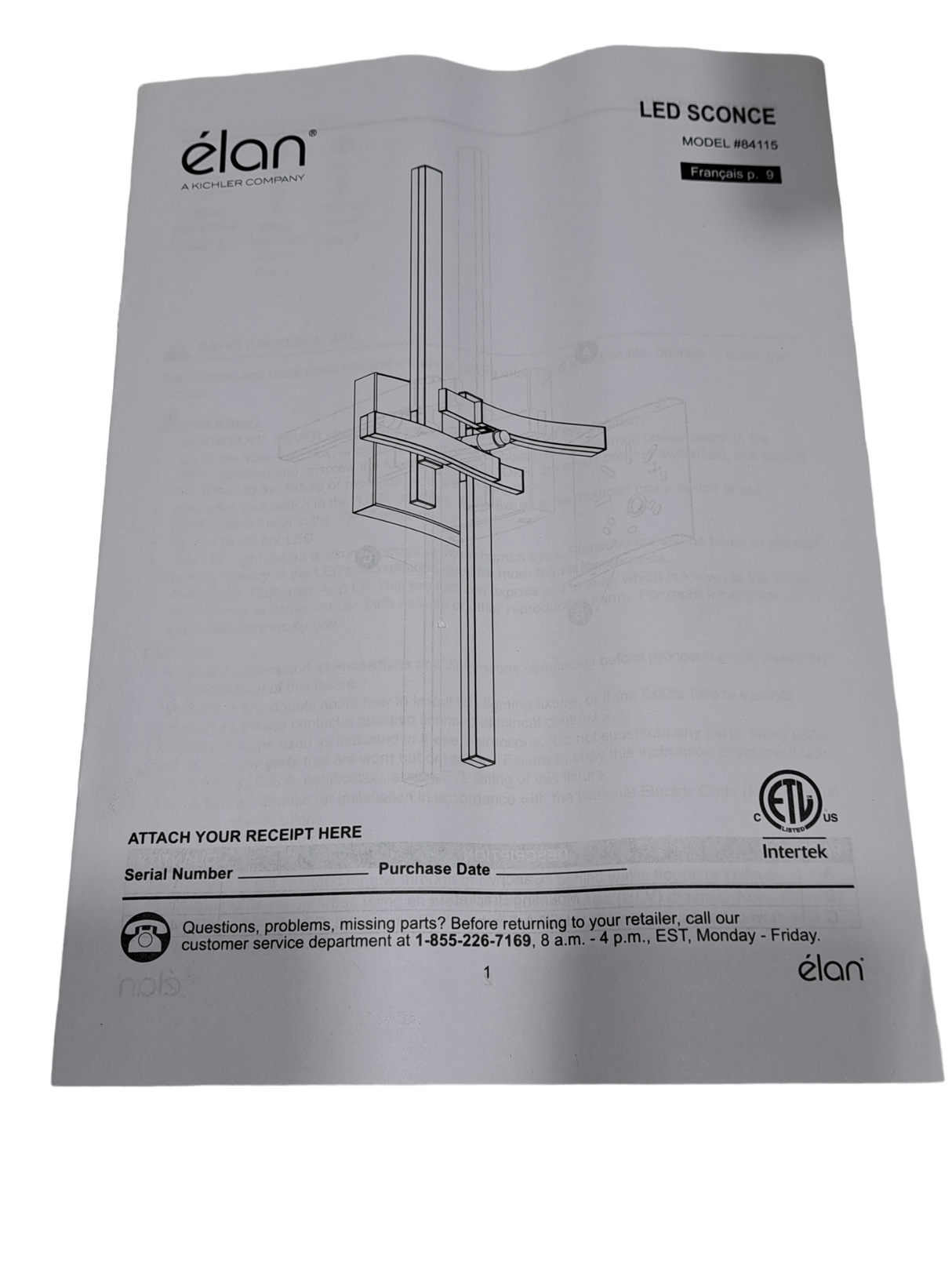 Elan, 84115MBK, Charter, Contemporary, Matte Black, LED, Light Sconce - New in Box - FreemanLiquidators - [product_description]