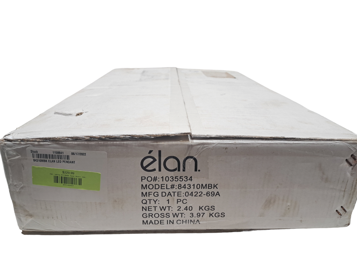 Elan, Lighting, 84310MBK, Darski, Modern, Matte Black, LED, Hanging Light - New in Box - FreemanLiquidators - [product_description]