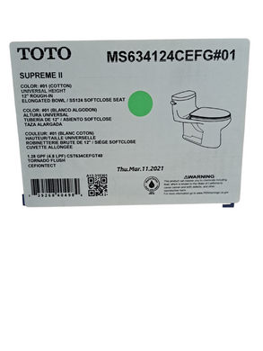 TOTO, MS634124CEFG#01, SUPREME II, ONE-PIECE, TOILET, ELONGATED BOWL, 1.28 GPF, WASHLET+CONNECTION - New in Box - FreemanLiquidators - [product_description]