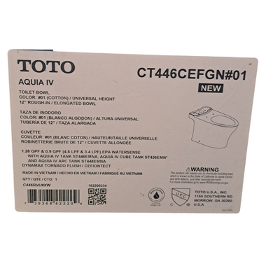 TOTO, CT446CEFGN#01, Aquia IV, Elongated, Front Bowl, Cotton - New in Box - FreemanLiquidators - [product_description]