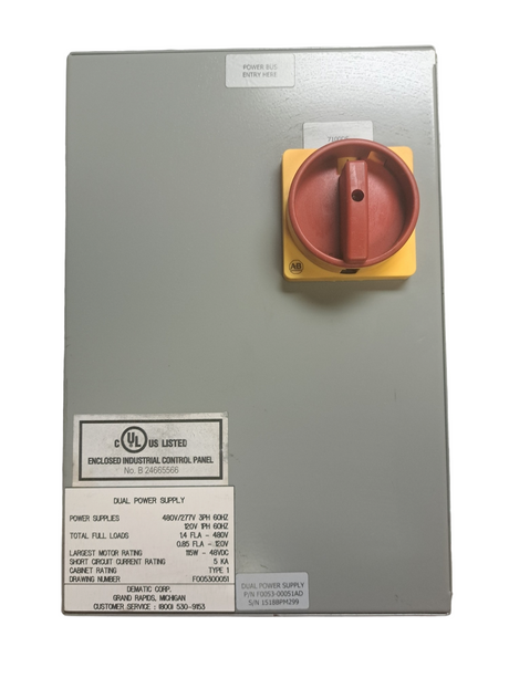 Dematic, F0053-00051, REV AD, DUAL, POWER SUPPLY, ENCLOSURE - NEW NO BOX - FreemanLiquidators - [product_description]