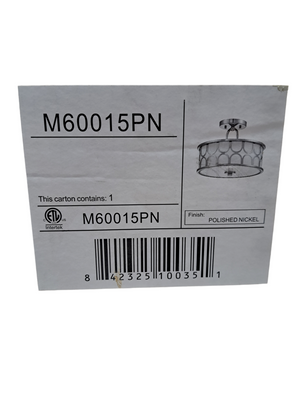 Meridian, M60015PN, Mid-Century Modern 2 Light 13 inch Polished Nickel, Semi-Flush Ceiling Light - New in Box - FreemanLiquidators - [product_description]