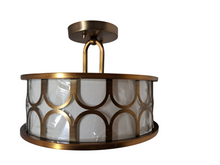 Load image into Gallery viewer, Meridian, M60015NB, Mid-Century Modern 2 Light 13 inch Natural Brass Semi-Flush Ceiling Light - New in Box - FreemanLiquidators - [product_description]
