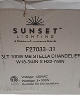 Luminance Brands, f27033-31, 3-Light, Dimmable, Wagon Wheel, Chandelier - New in Box - FreemanLiquidators - [product_description]