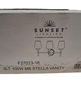 Luminance Brands, Sunset Lighting, F27013-18 Three Light Stella Vanity - Clear Glass - with Champagne Gold Finish - New in Box - FreemanLiquidators - [product_description]