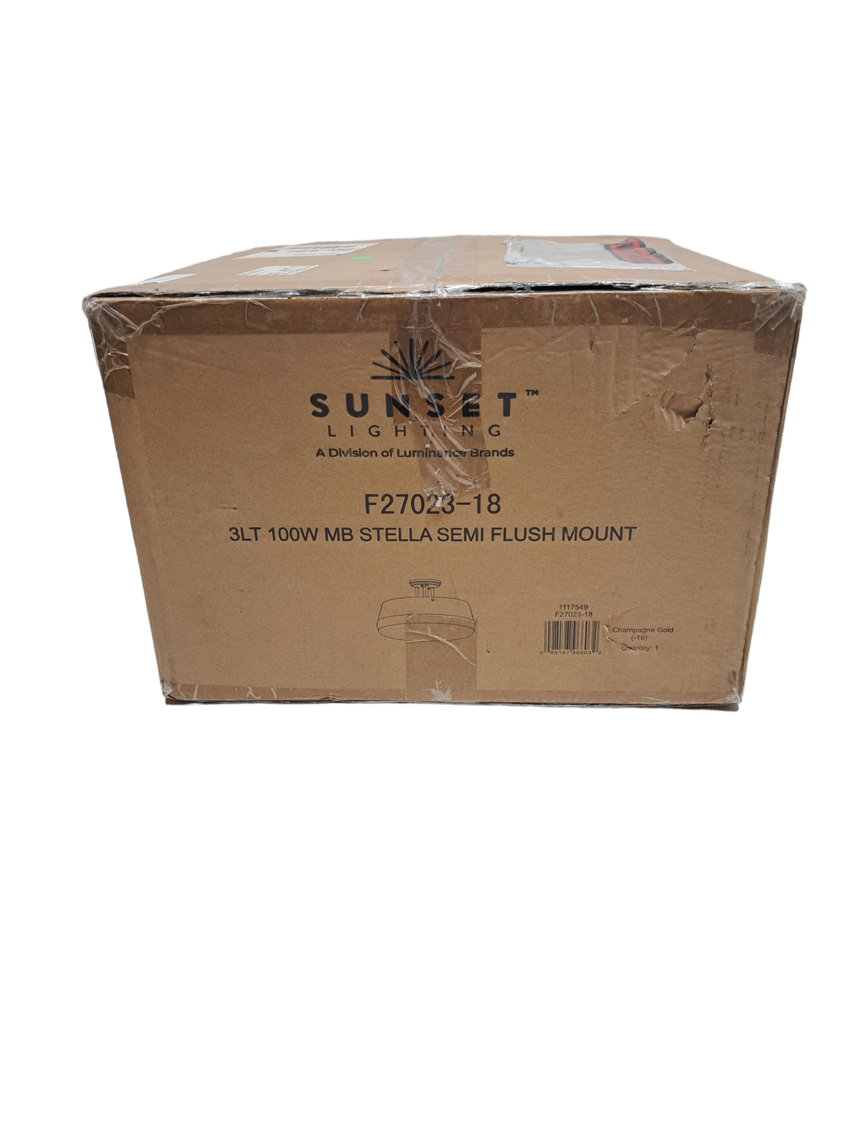 Luminance Brands, Sunset Lighting, F27023-18, Three Light, Stella, Semi Flush Mount - Clear Glass - with Champagne Gold Finish - New in Box - FreemanLiquidators - [product_description]