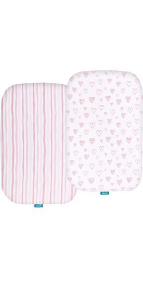 BILOBAN BASSINET FITTED SHEETS, PINK PRINT, 2 PACK - FreemanLiquidators - [product_description]