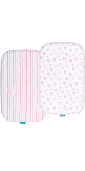 BILOBAN BASSINET FITTED SHEETS, PINK PRINT, 2 PACK - FreemanLiquidators - [product_description]