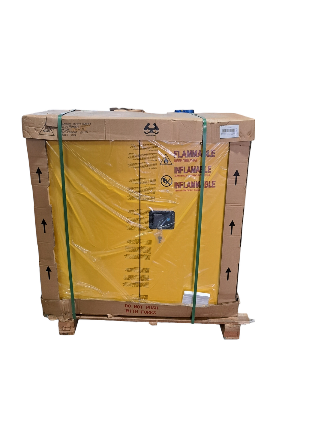 Flammables, Safety Cabinet, 42X499A, Model 300, 30 gal, 0 Drum, 43 in x 18 in x 45 1/2 in, Yellow - MINOR COSMETIC DAMAGES - FreemanLiquidators - [product_description]