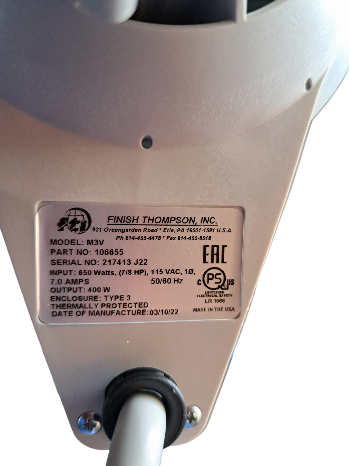 Finish Thompson, DPFM023, 40", Drum Pump, Kit, 115V ODP Motor - FreemanLiquidators - [product_description]