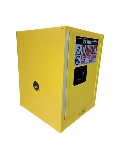 Flammables, Safety Cabinet, 8904205, Countertop, 4 gal, 0 Drum Capacity, 17 in x 17 in x 22 in, Yellow, Single - FreemanLiquidators - [product_description]